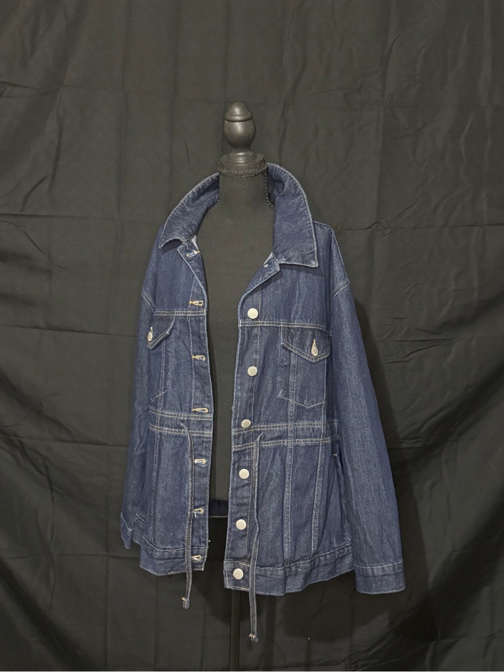 Universal Thread Cinched Drawstring Waist Denim Jacket Dark Wash NWT XXL